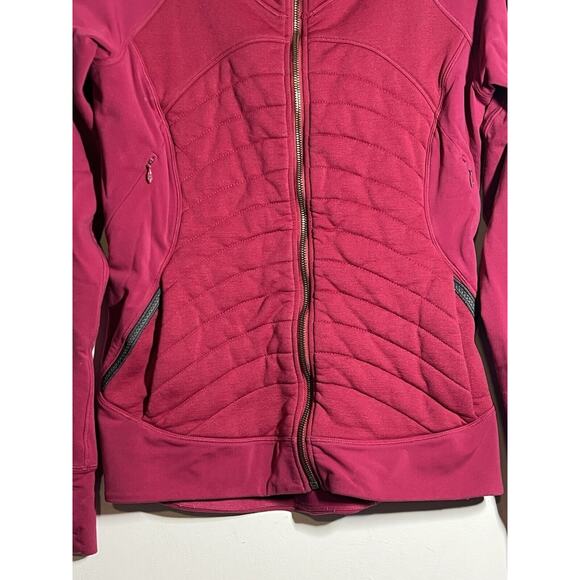 Lululemon VGUC Berry Rumble Fleece Out Full Zip Jacket Gold Zippers Size 8 - Picture 7 of 11
